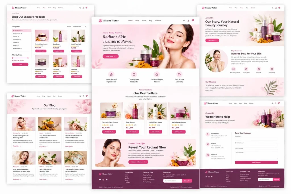 shanu water – luxury skincare e commerce